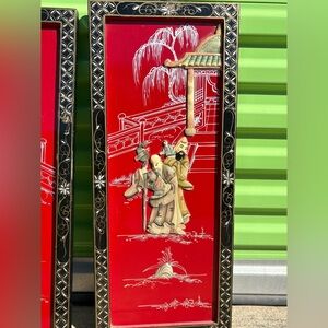 Red Asian-Inspired Wall Art with Black Frame 🚨SOLD🚨